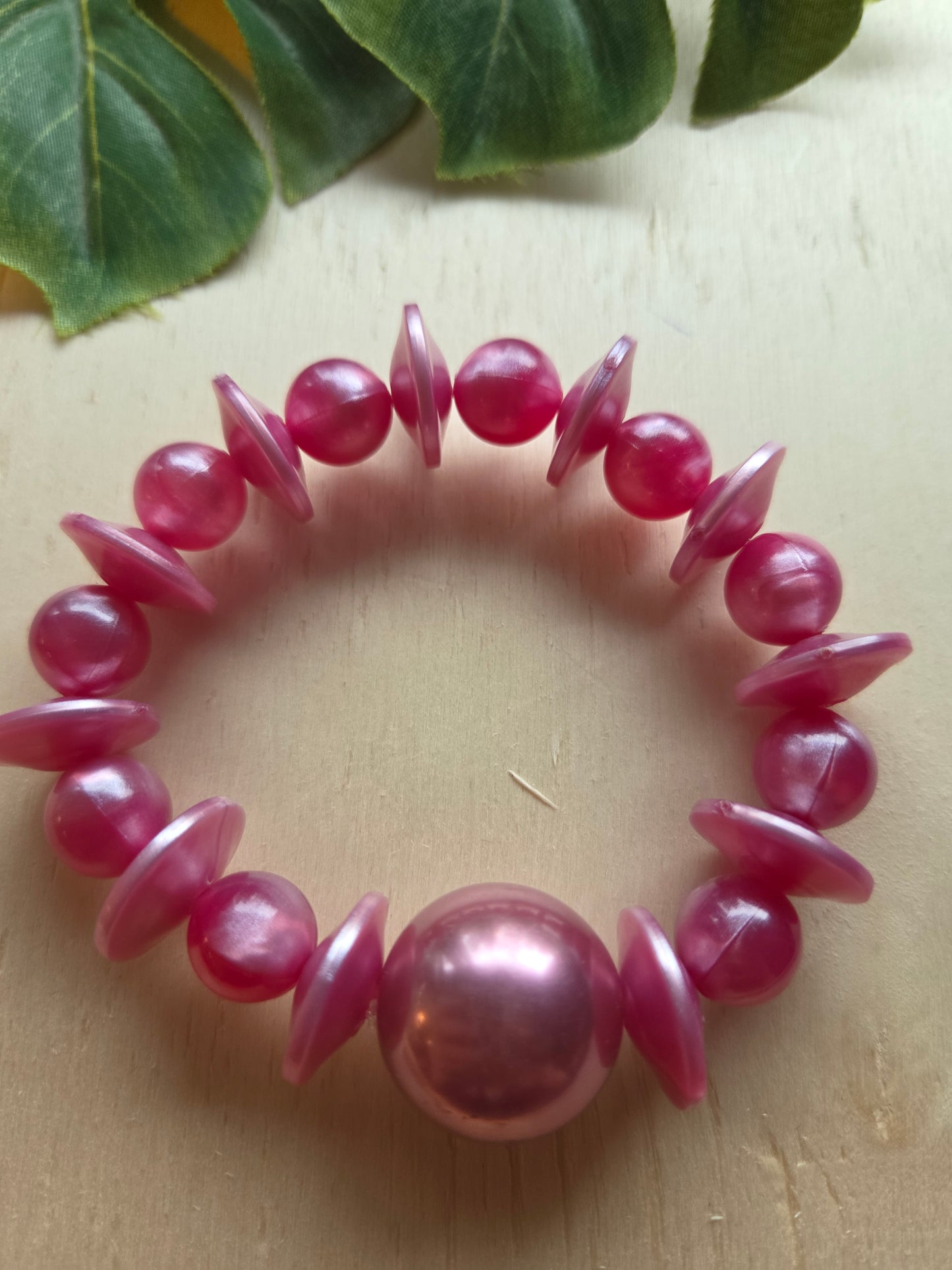 Armbänder 2er Set Rosa große Perlen