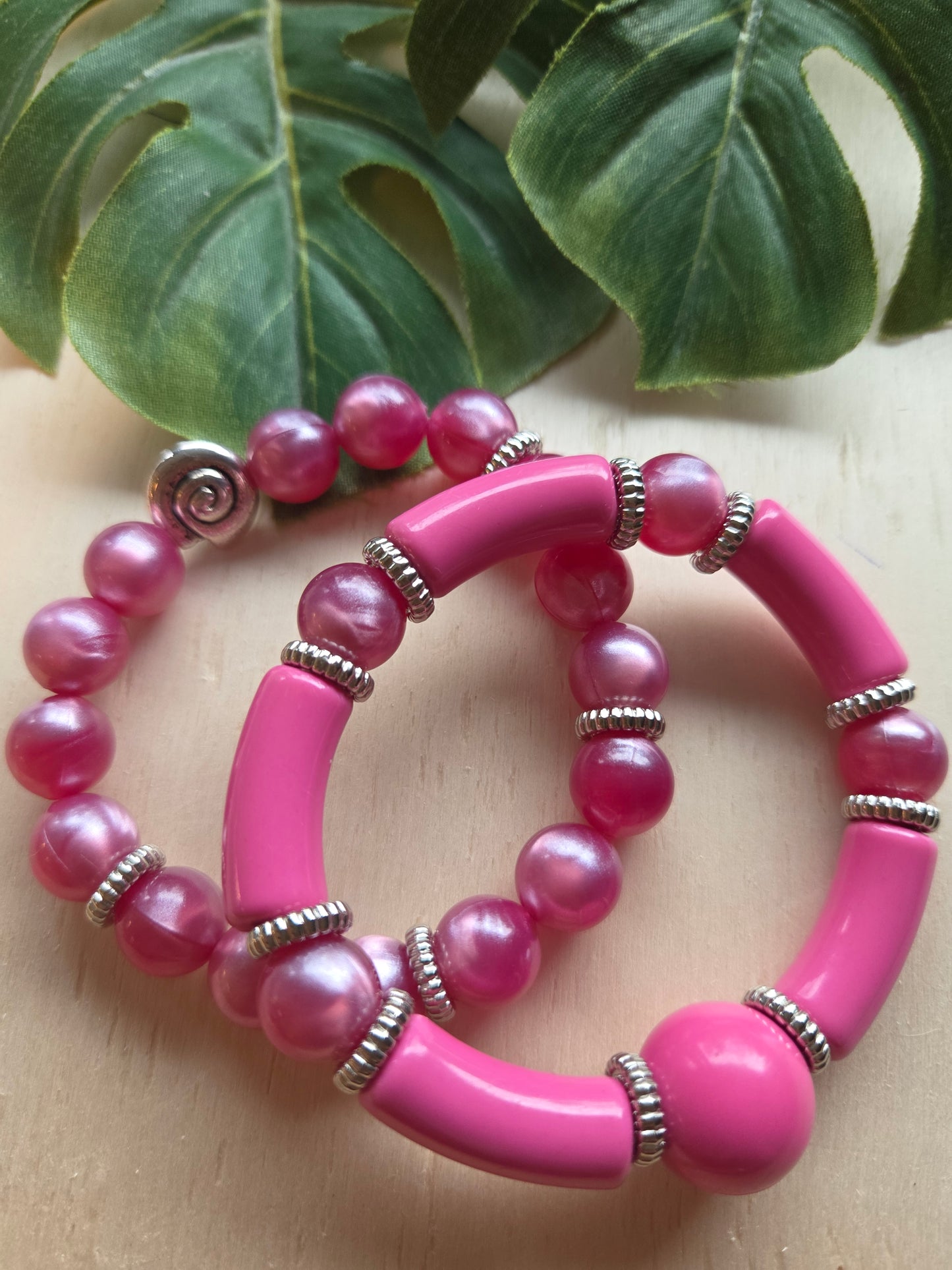 Armbänder 2 er Set Rosa Perlen