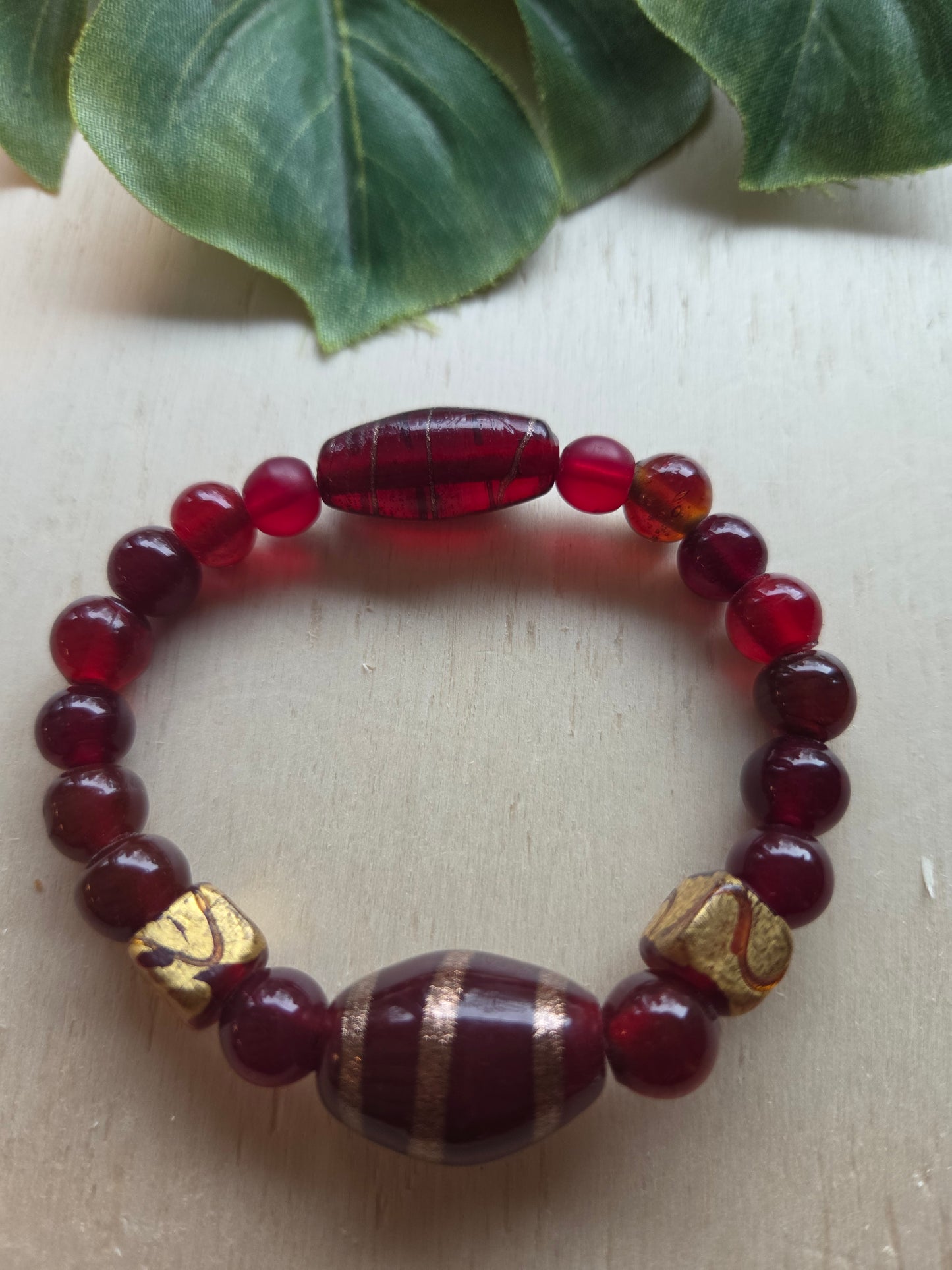 Armbänder 3er Perlen Set Dunkelrot