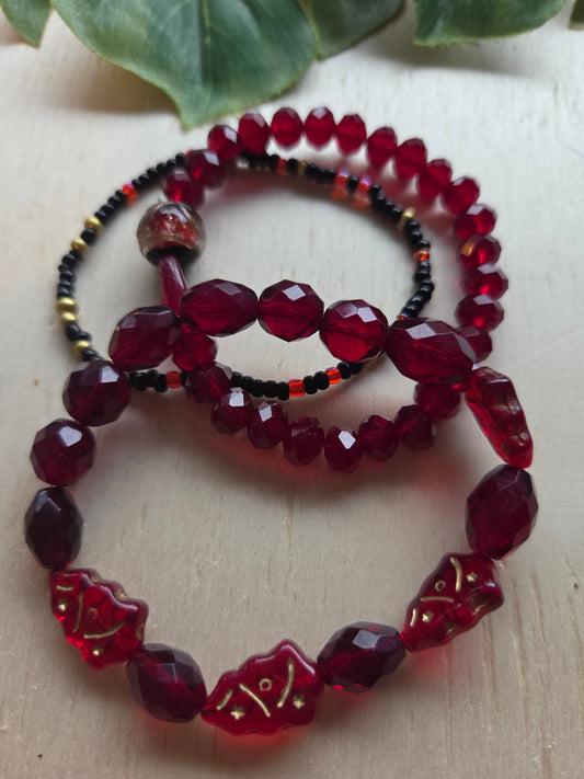 Armbänder  3 er mit Weihnachtsbäumen Rot  Weihnachtsbäume