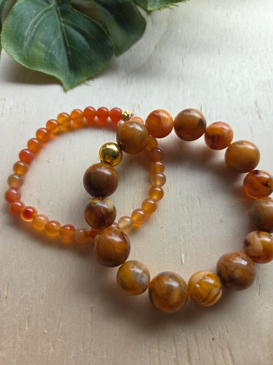 Armbänder 3er Set  mit Herz Perle  braun