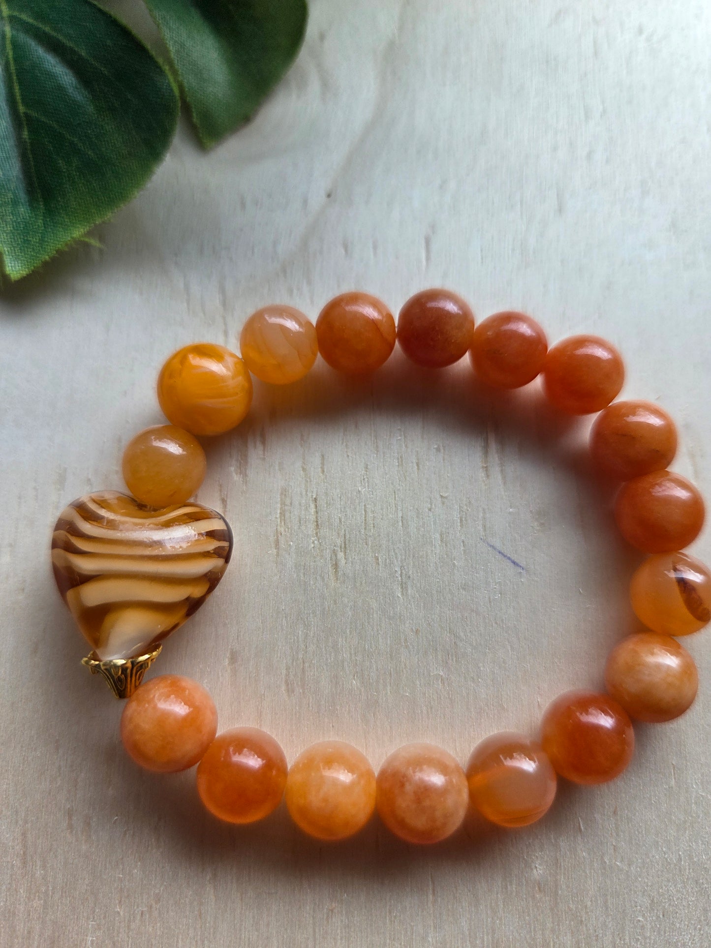 Armbänder 3er Set  mit Herz Perle  braun