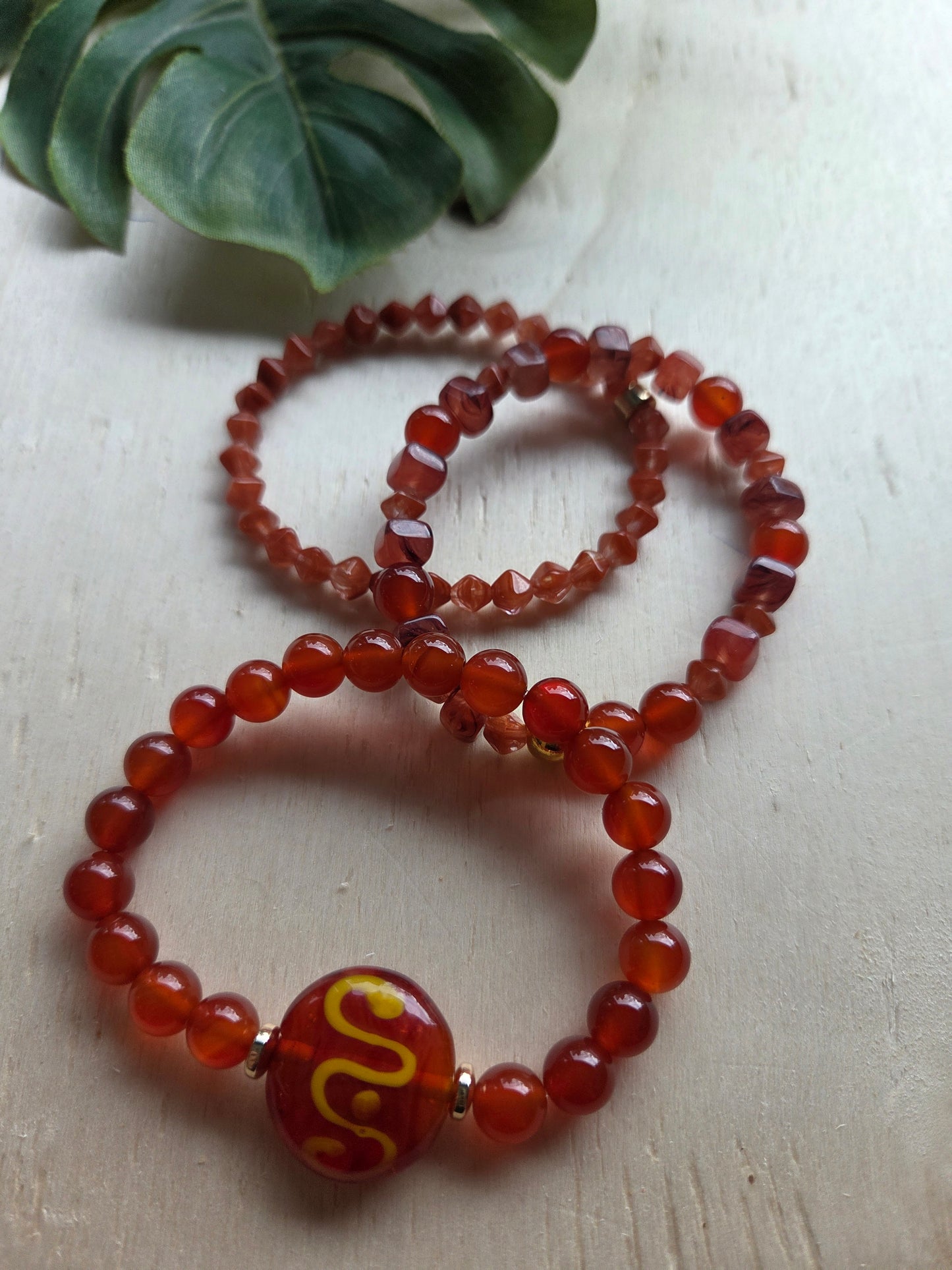 Armbänder3er Set  Glas Perlen braun