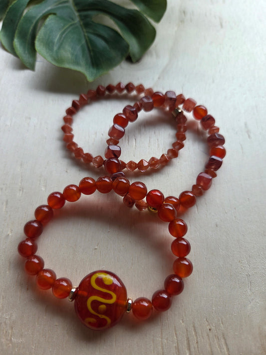 Armbänder3er Set  Glas Perlen braun