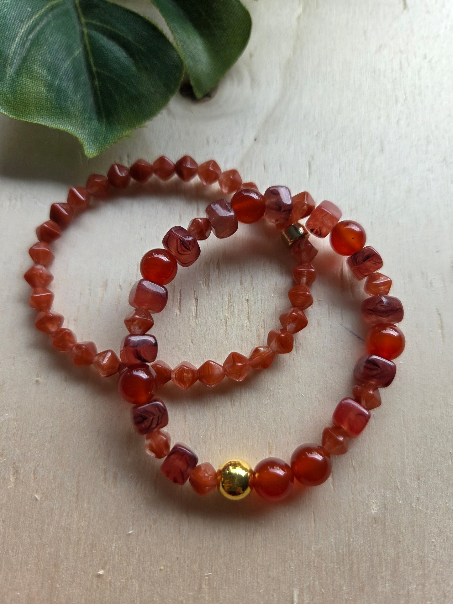 Armbänder3er Set  Glas Perlen braun