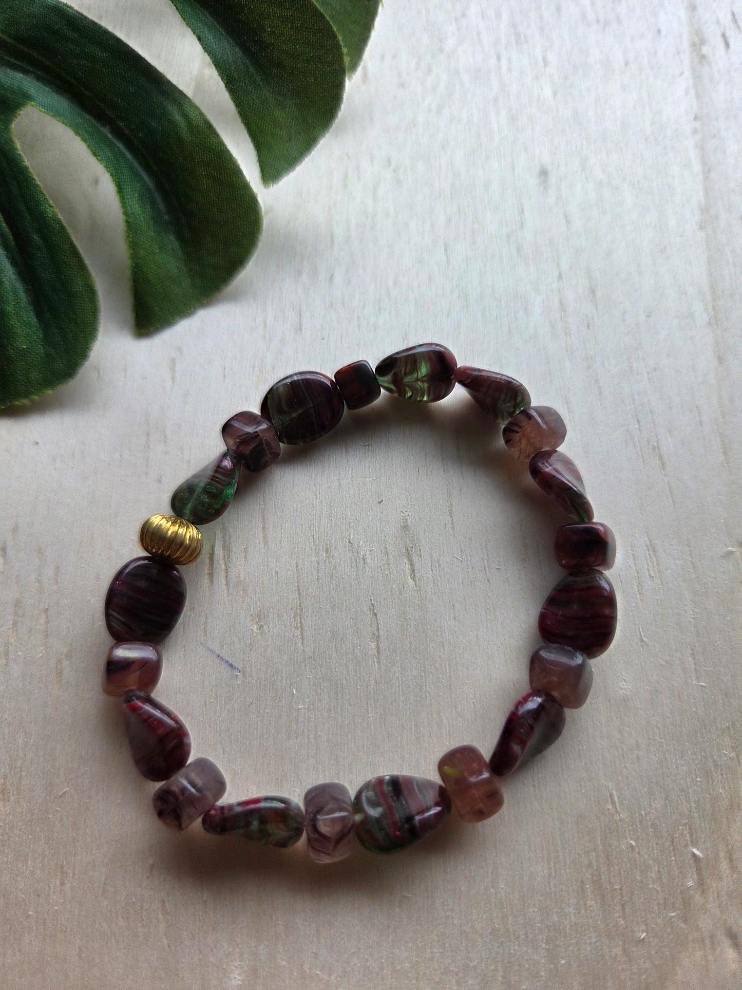 Armbänder 3 er Set mit Glas Blüten Perle braun
