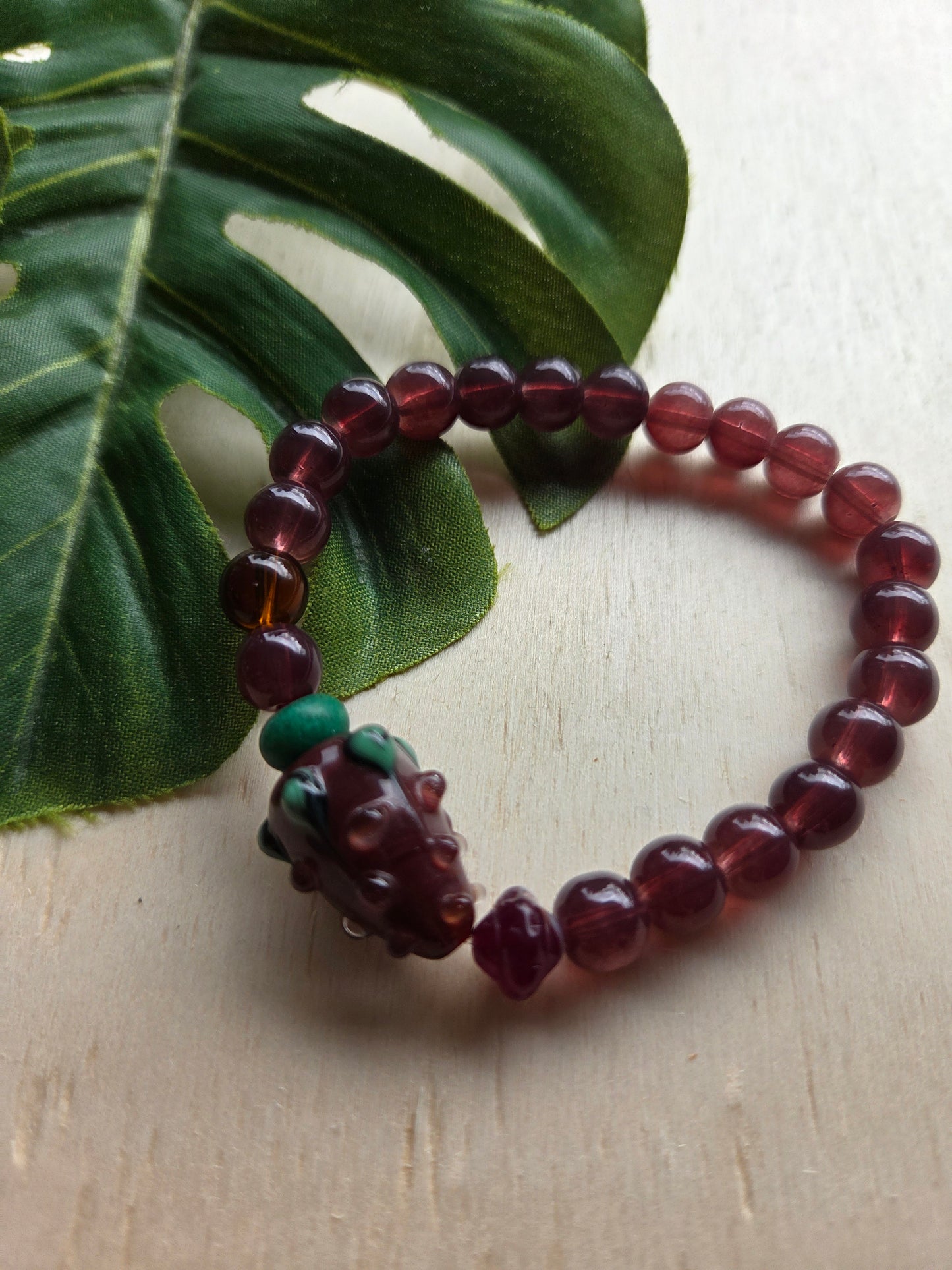 Armbänder 3 er Set mit Glas Blüten Perle braun