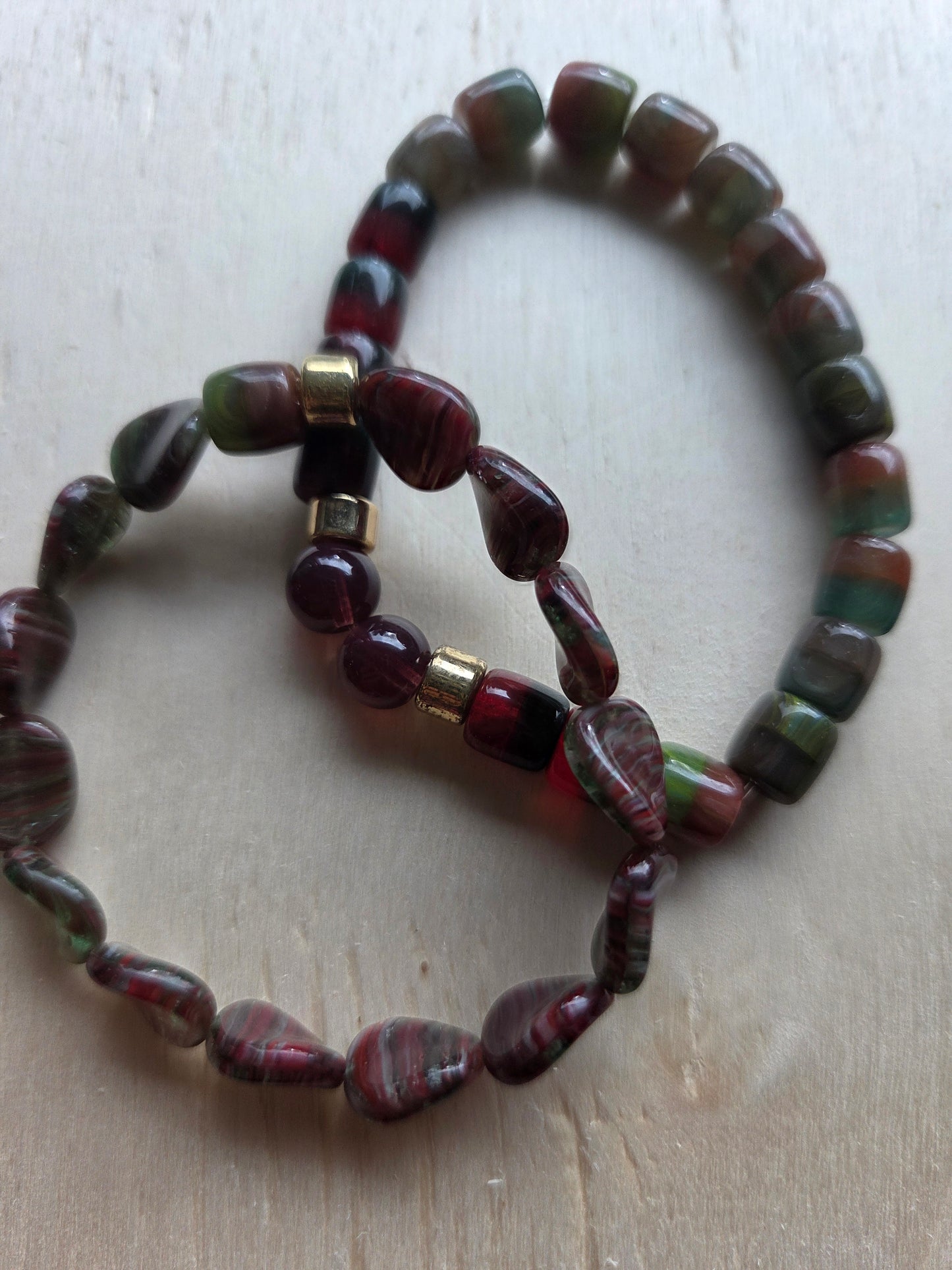 Armbänder 3er Set braun Glas Blüte