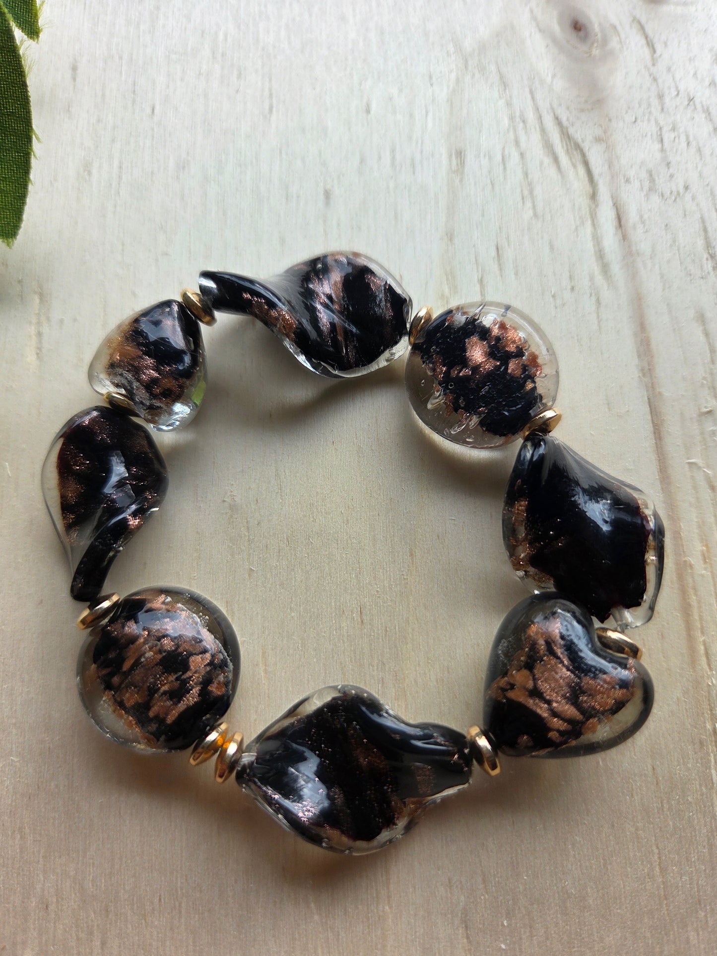 Armbänder 3 er Set braun /Gold mit Glas Herz