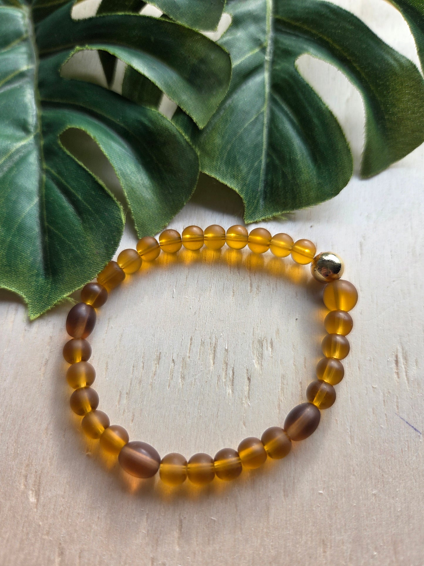 Armbänder 2er Set braun  Große Perlen