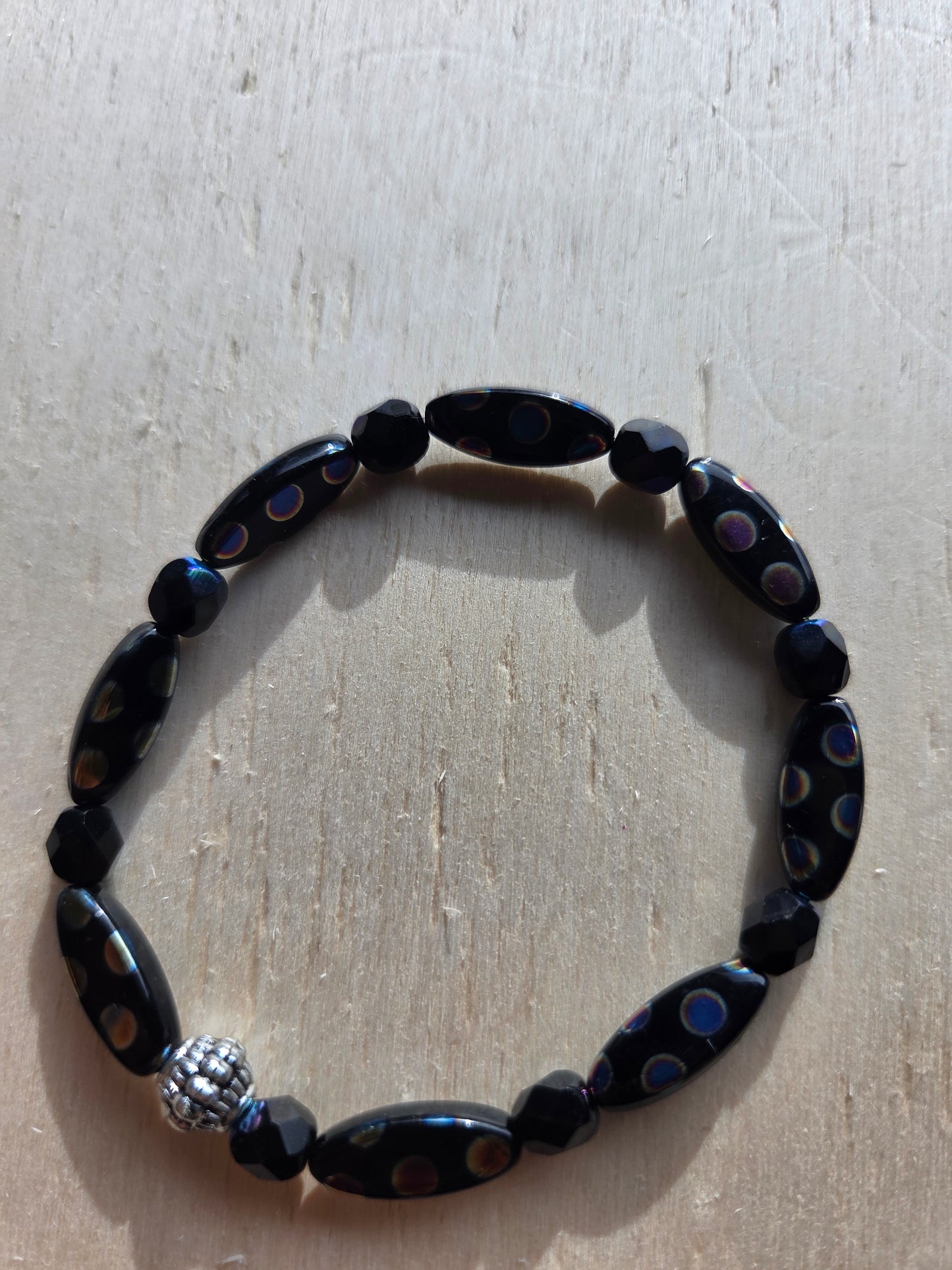 Armbänder 3er Set schwarz Glitzer Perlen