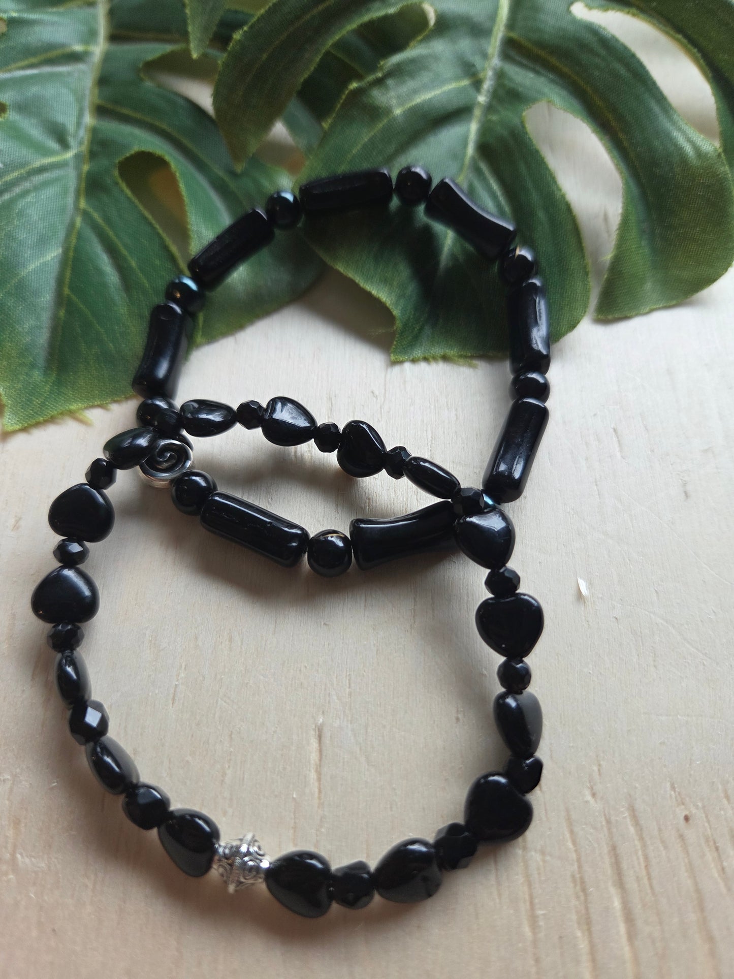 Armbänder 3er Set schwarz mit Schöner Perle