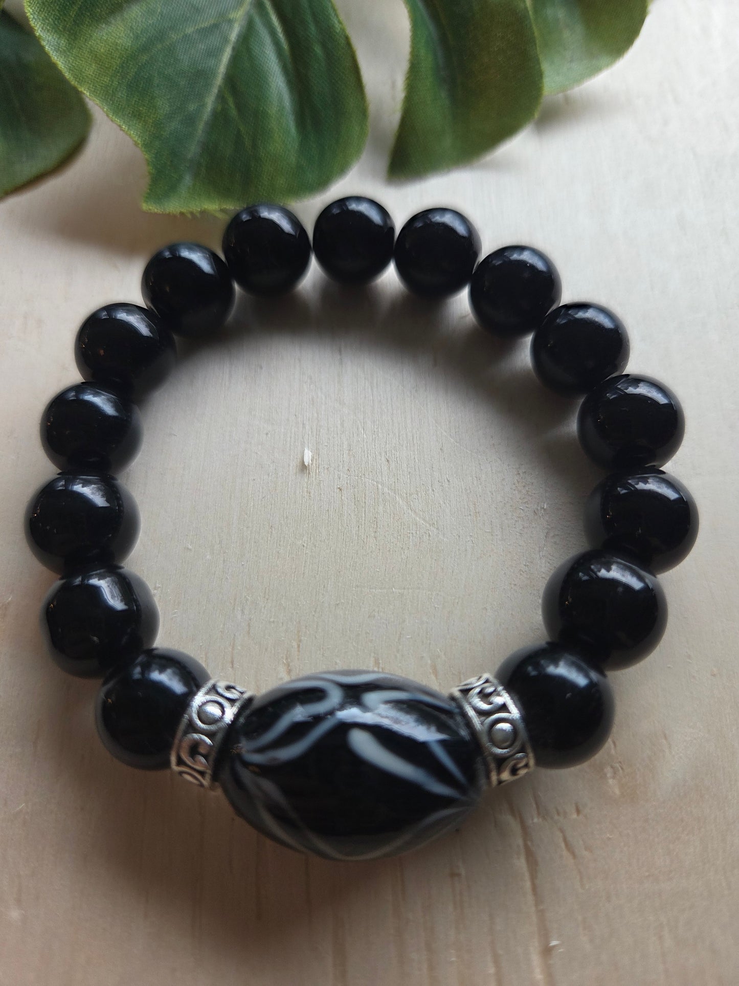Armbänder 3er Set schwarz mit Schöner Perle