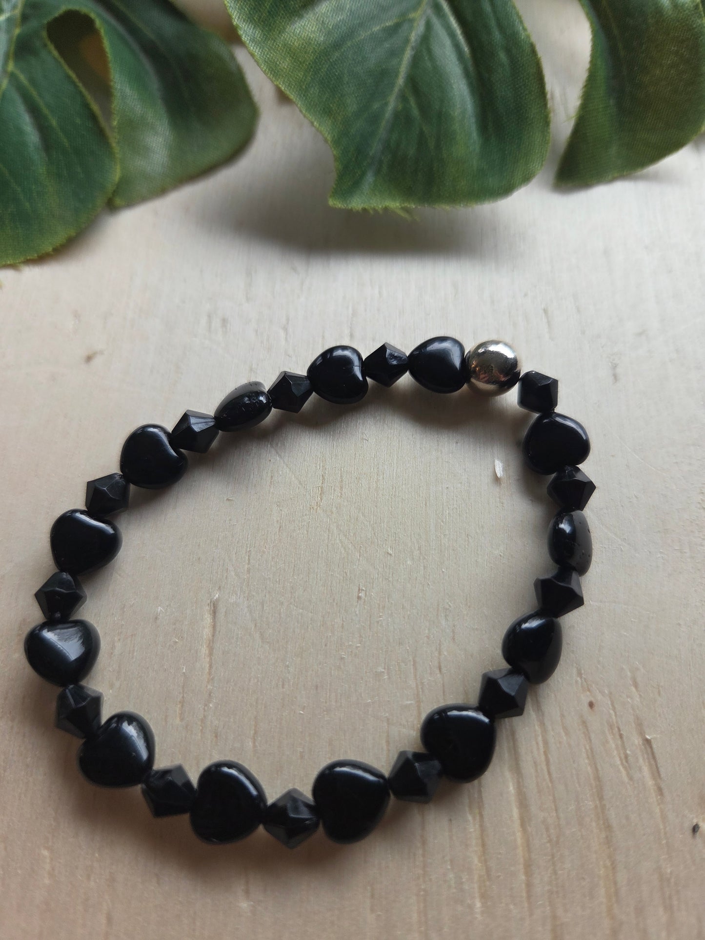 Armbänder 3er Set schwarz mit schw/weiß Perlen