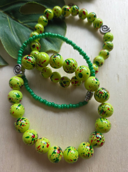 Armbänder 3er Set Perlen grün