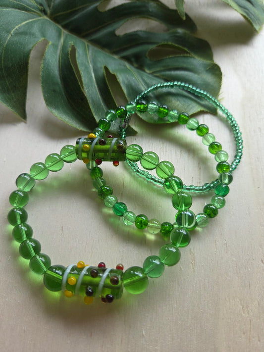 Armbänder 3 er Set grün Glas